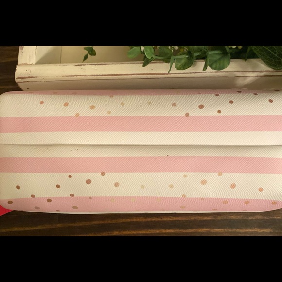 Bride Squad Wedding White Pink Striped Gold Dots Toiletry Make-up Cosmetic Bag - Picture 4 of 6